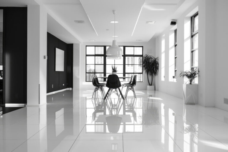 minimalistic working area, spacious, modern building, black and white --ar 3:2 --style raw --stylize 250 Job ID: 328c5593-0441-4200-a402-abe2a33b1113
